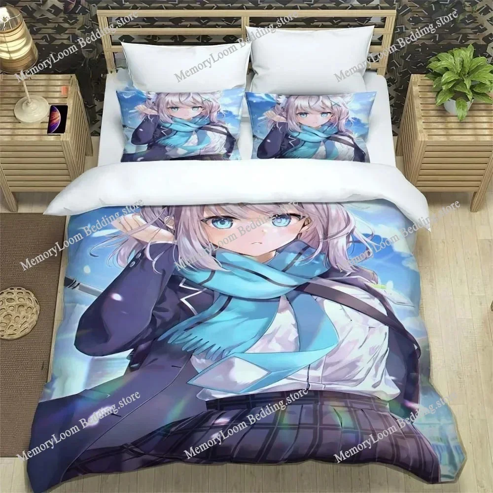 B-Blue Archive Printed Game Bedding Set Soft Warm Dormitory Quilt Covers Bed Sheets - Cozy Warmth for Your Bedroom
