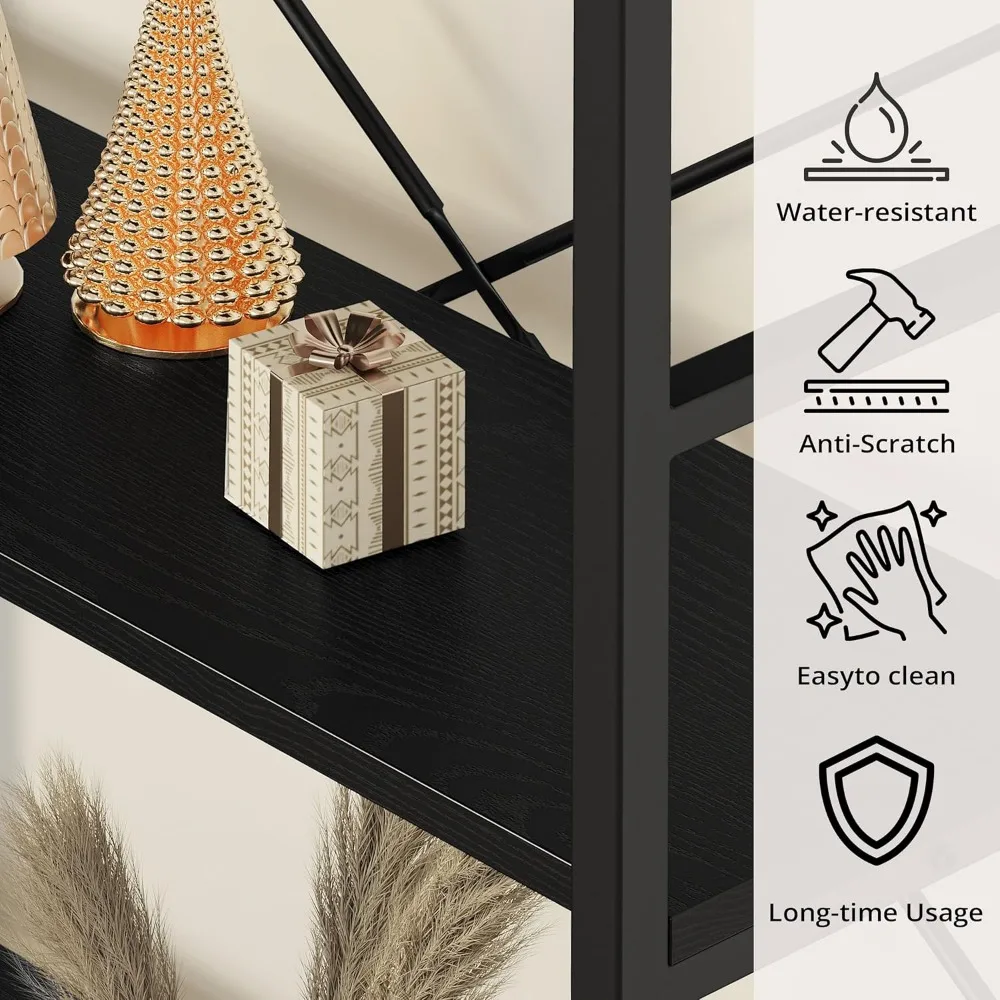 خزائن الكتب الصناعية وأرفف الكتب من IRONCK، خزانة كتب زاوية مكونة من 5 طبقات مع ألواح منحنية، رف على شكل حرف L مع إطار معدني لـ Ope #6