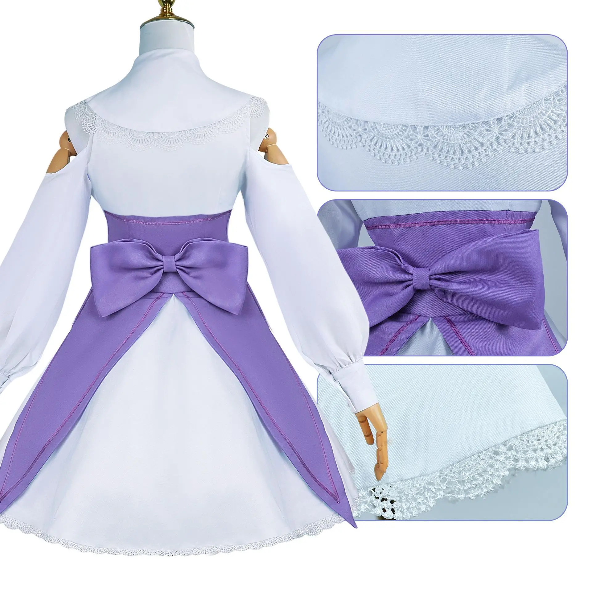 Re Zero Cosplay Anime para meninas, Kara Hajimeru, Isekai Seikatsu, Emilia, Lolita, Halloween Party, Trajes de RPG, Vestido para adulto