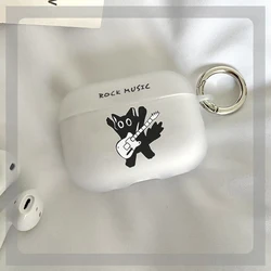 Rock Music Airpods Case for Airpods 1 2 3 Pro Pro2 2022 Rock Cat Soft Earphone Air Pods Covers Anime Cartoon Funda Couque