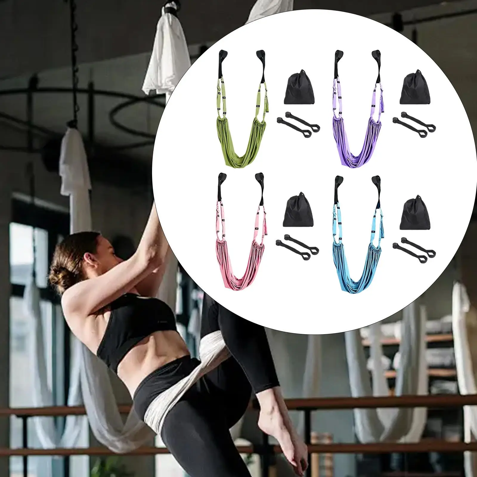 حزام نقالة الساق مع مرساة الباب، حزام مطاطي لليوجا، معدات تمدد حبل اليوغا للتشجيع والبيلاتيس