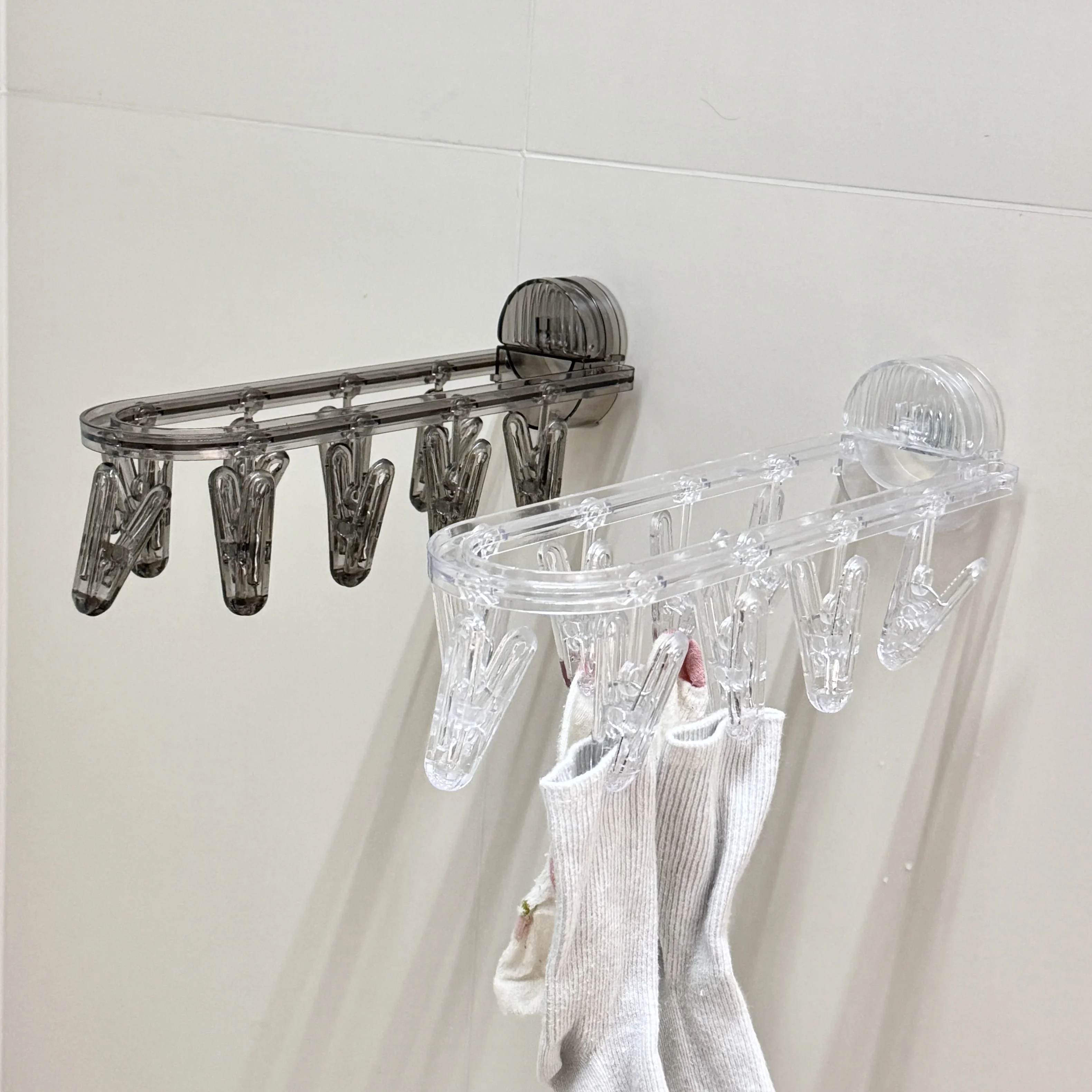 Suction cup underwear socks drying rack 8 clips firm balcony small clothes drying rack no punching high texture