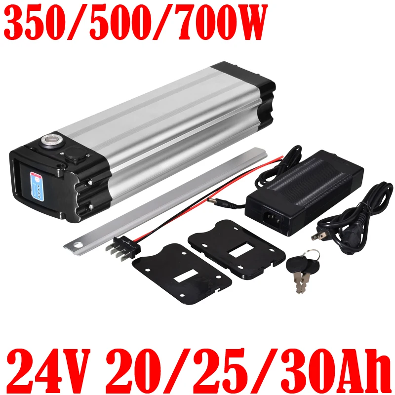 

24V 30AH 1000W Silver Fish Lithium Battery Pack 500W 24V 15AH 20AH 25AH Electric Bike Battery with 3A charger Bottom Discharge