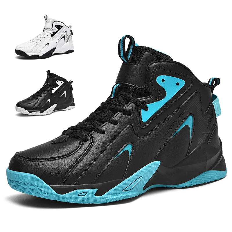 Zapatos de baloncesto de cuero de alta calidad para hombres, zapatillas de entrenamiento antideslizantes, zapatos deportivos informales