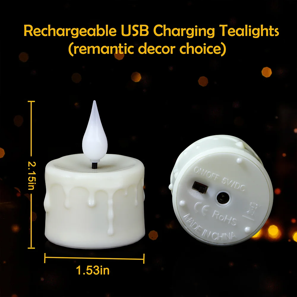 FPOO 6/12pcs Rechargeable Led Lighting Candles Electronic Flameless Timer Remote Control Christmas Home Decoration Candle Light