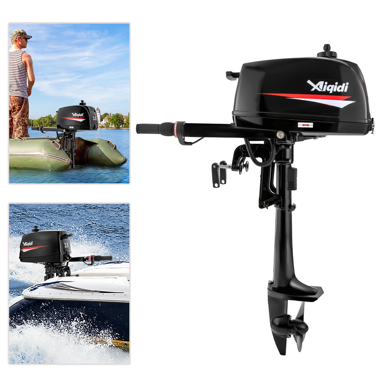 3.5HP Gasoline Outboard Motor Short Shaft 2.5KW Fishing Boat Trolling Engine Outboard Engine 60.4cc Outboard Boat Motor