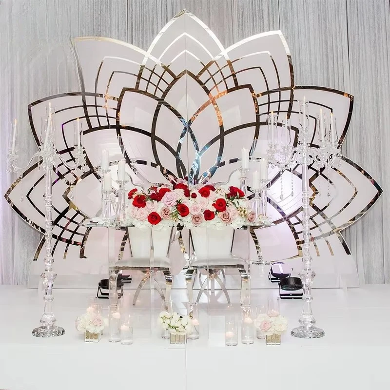 Lotus shape gold wedding decoration stage background decoration