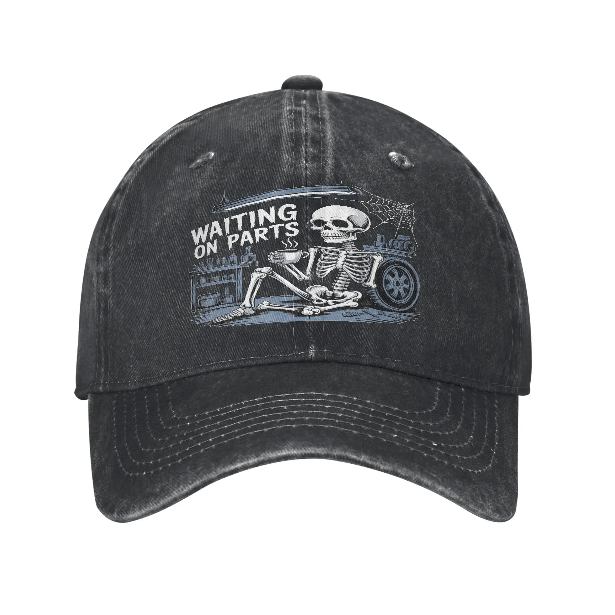 Waiting On Parts Funny Auto Repair Mechanic Skeleton Cap  Funny Baseball Cap Hats Visor Protection Snapback Cotton tops gorras