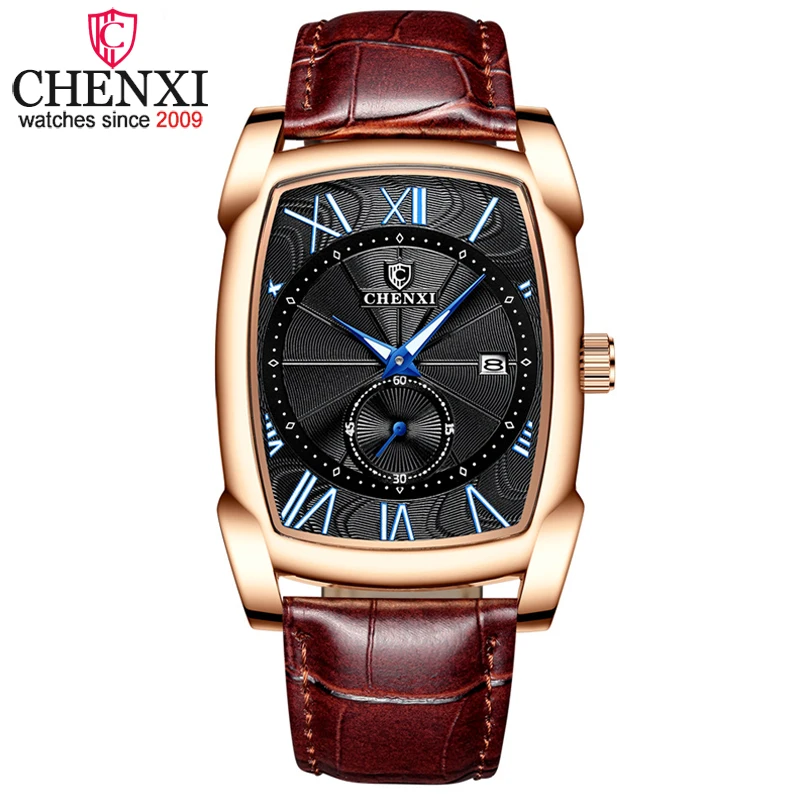 CHENXI New Luxury Retro Men's Business Quartz Watch Roman Numerals Dial Waterproof Stopwatch Calendar Luminous Wristwatch