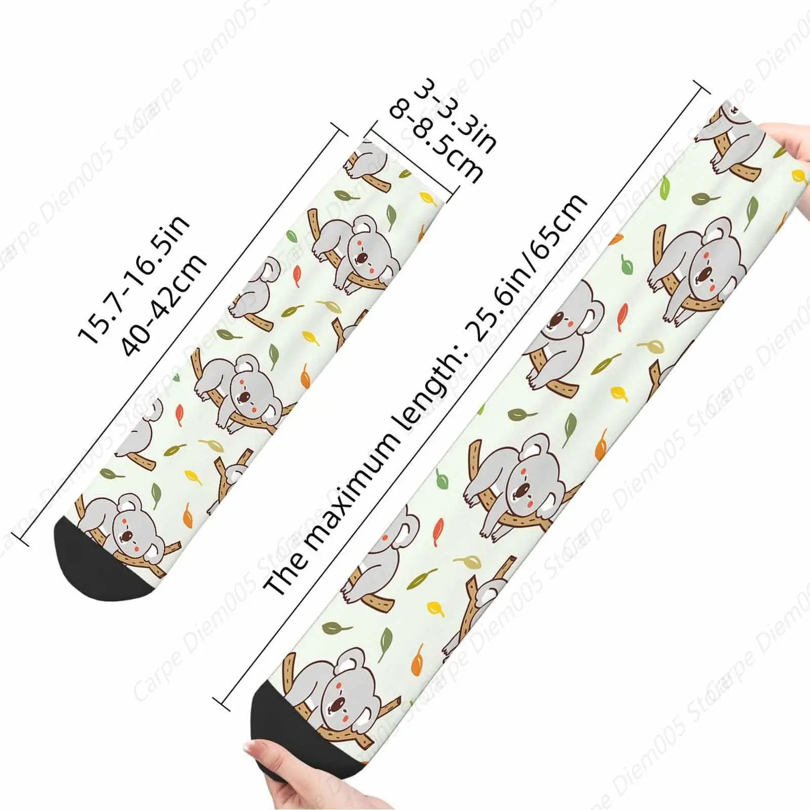 Animal Koala Funny Novelty Crazy Crew Socks Branch Leaf Wildlife Cute Nature Mens Socks for Women Gifts Dress Socks