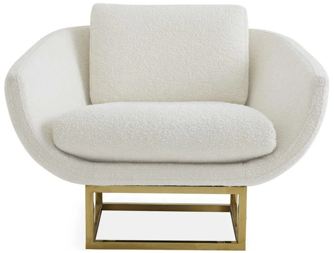 Granular Fabric Hotel Project Furniture Waiting Chair Ivory Accent Chair