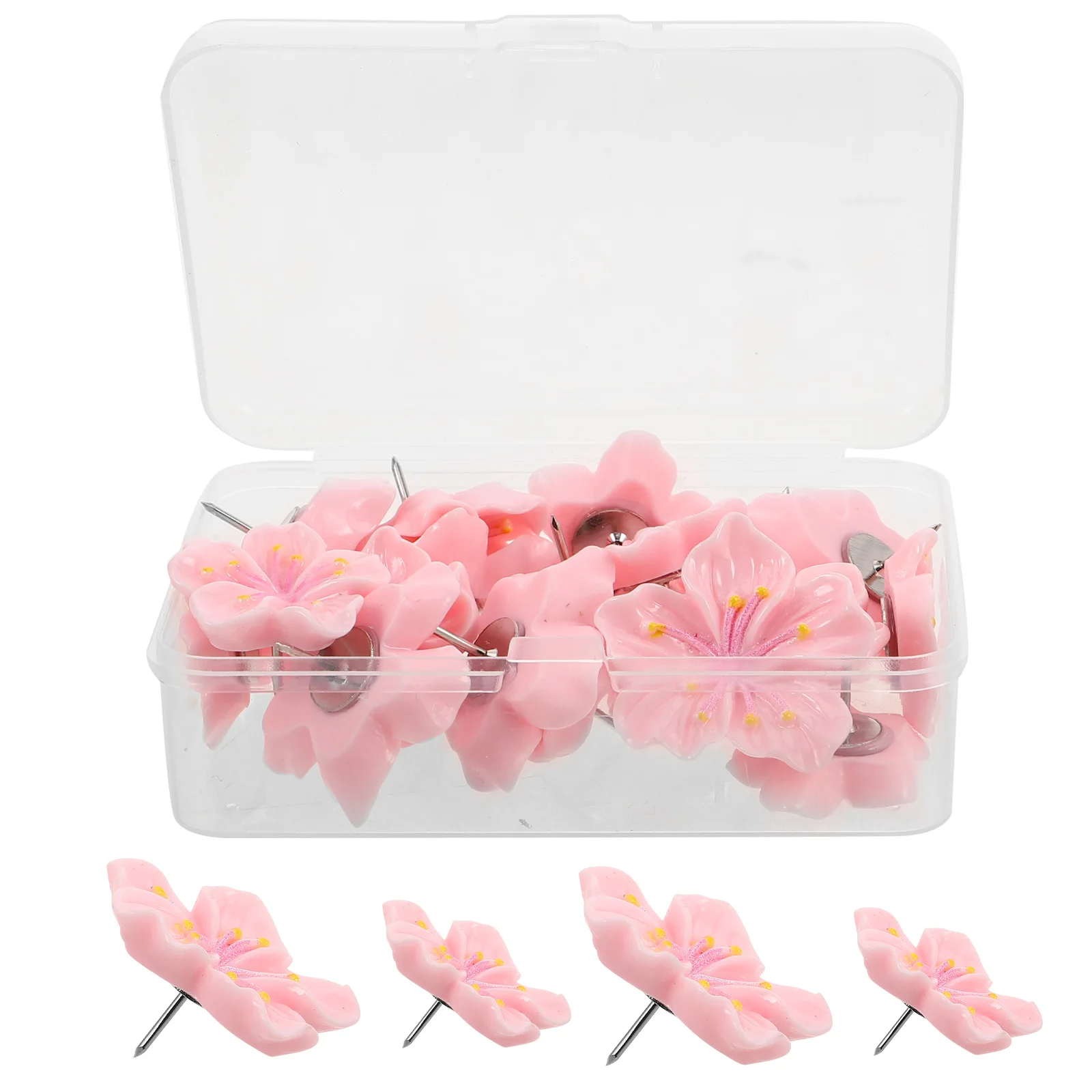 

20pcs Flower Thumb Tacks Pink Decorative Push Pins Bulletin Decorative Thumb Tacks Board Photo Wall Pins