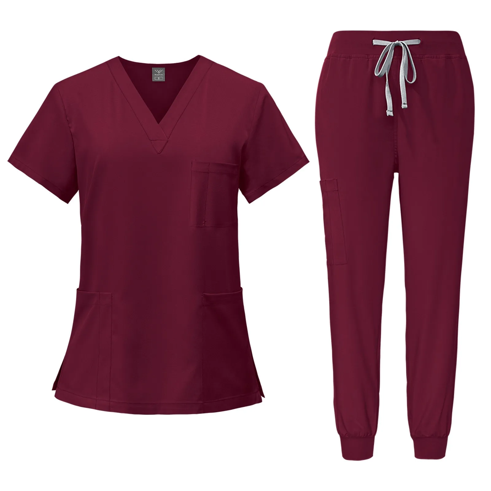 Comfortable Scrubs Uniform Medical Nursing V Neck Top Jogger Pants Healthcare Workwear Multi Color Set Medical Uniform Women