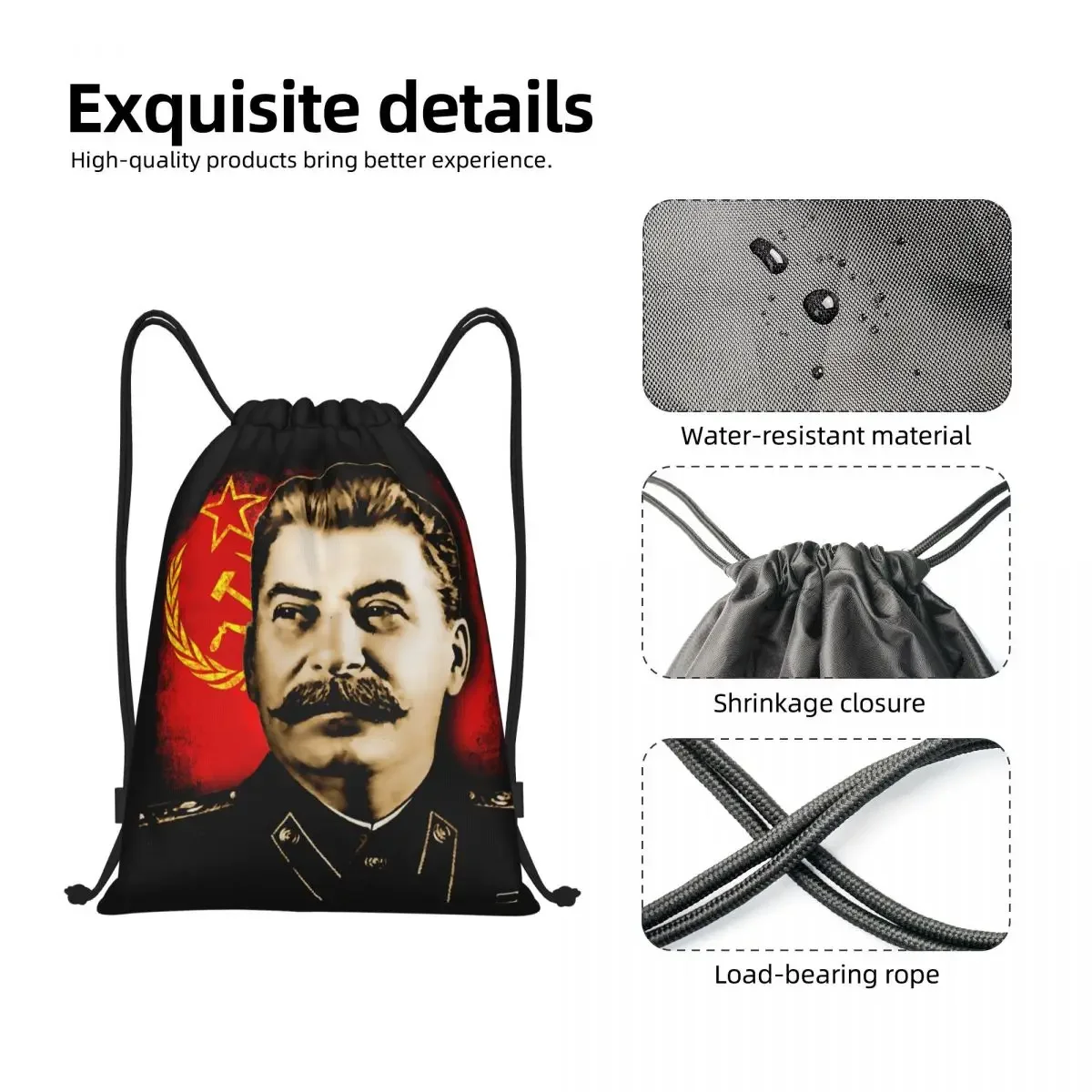 Allied Nations Joseph Stalin Plecak ze sznurkiem Kobiety Mężczyźni Sport Gym Sackpack Przenośny worek treningowy ZSRR Komunistyczna Rosja