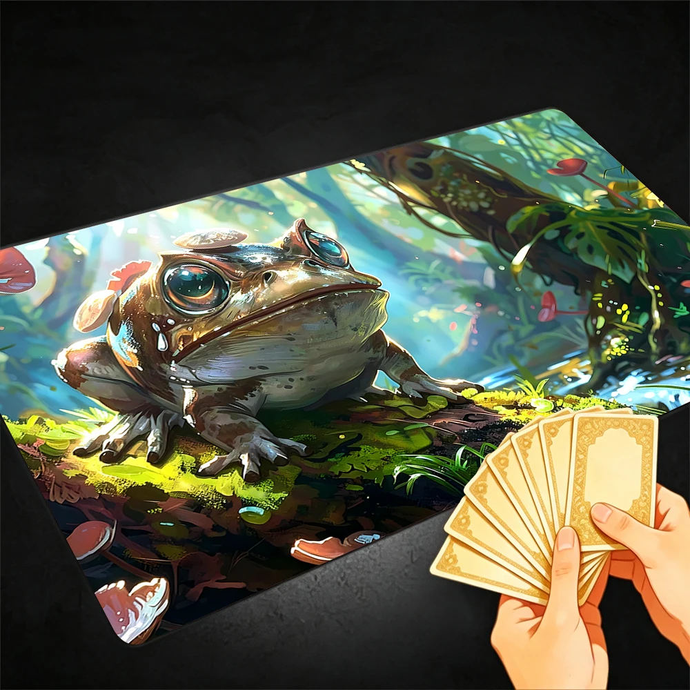Mushroom Frog Swamp TCG Playmat Magic Playmat Gathering Gaming Mat with Stitched Edge Anti-slip base 60X35cm Trading Card Game