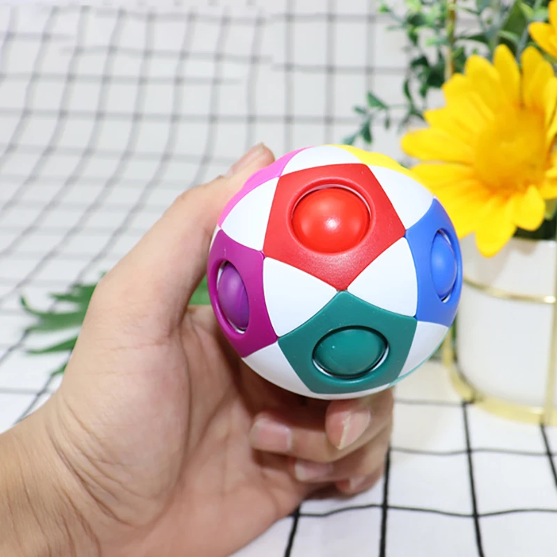 Antistress Fidget Toys Magic Cube Football Rainbow Stress Ball Cube 12 Hole Puzzle Cubo Speed Cubes Decompression Magic Ball