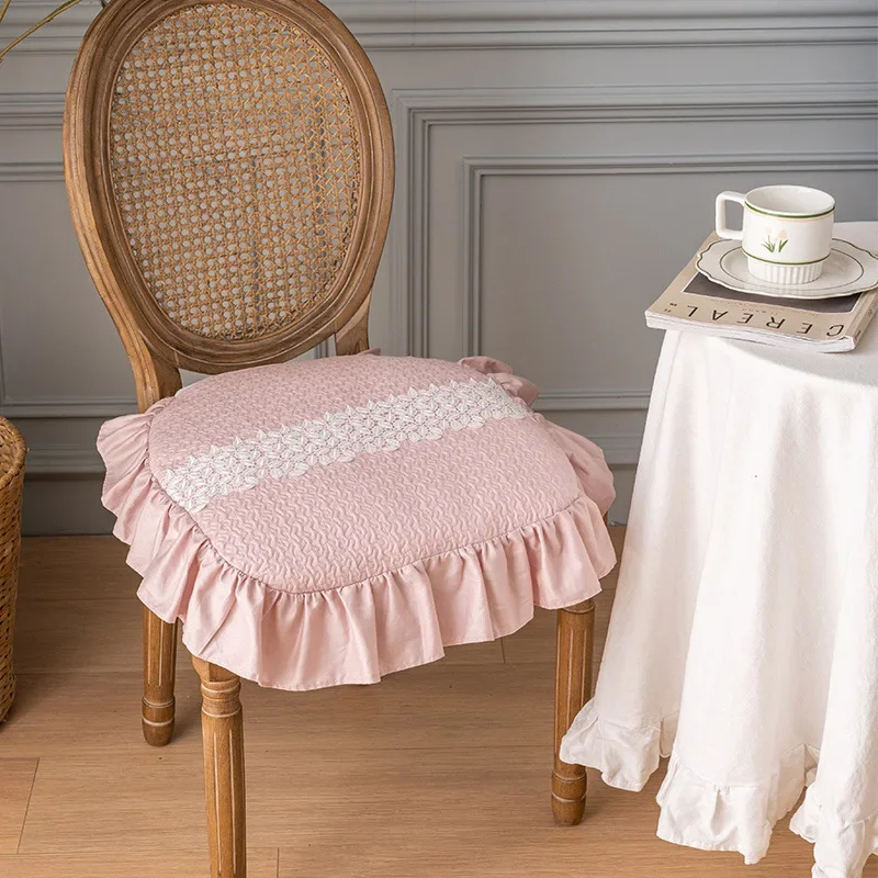 Ruffles Seat Mat Cover,Flouncing Dinning Chair Pat Decor,Princess Frill Cotton Chair Cushion Cover  Coussin Canapé  쿠션