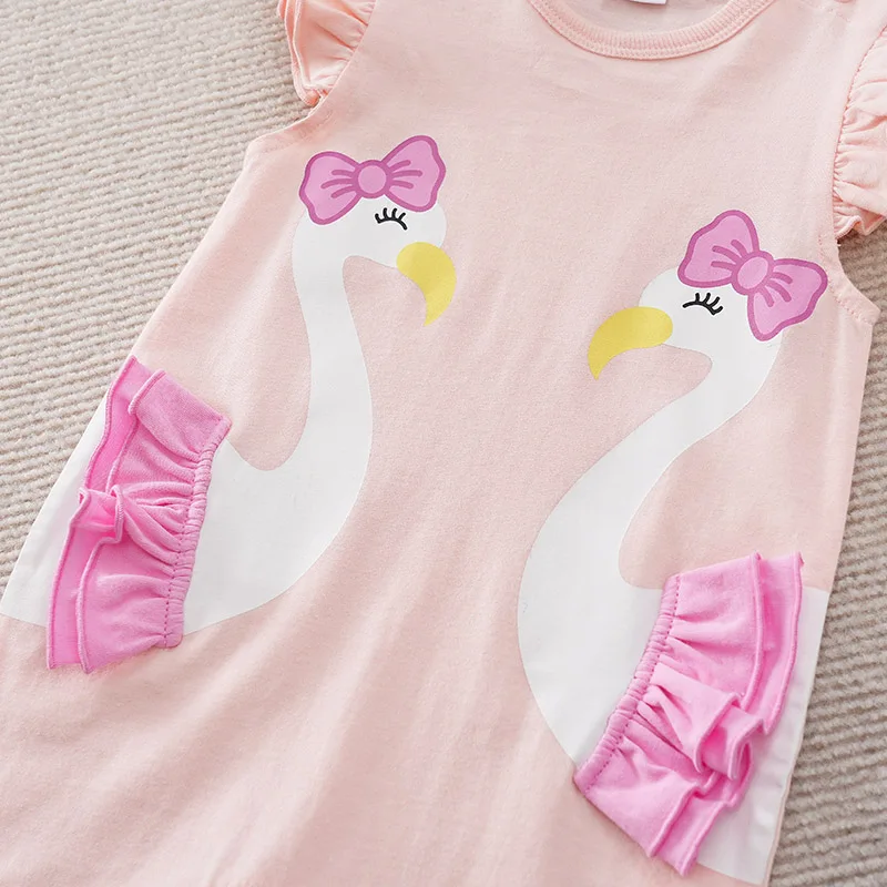 Summer Fashion Girl Cute Cartoon Swan Cotton Comfortable Casual Sleeveless Round Neck Baby Bodysuit