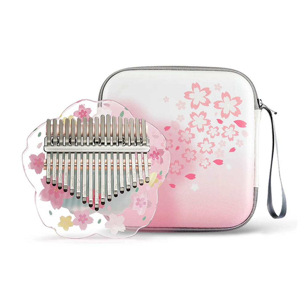 Crystal Thumb Piano Authentic Kalimba 17-tone 21-tone Finger Piano Instrument for Beginners Children with Cherry Blossom Case