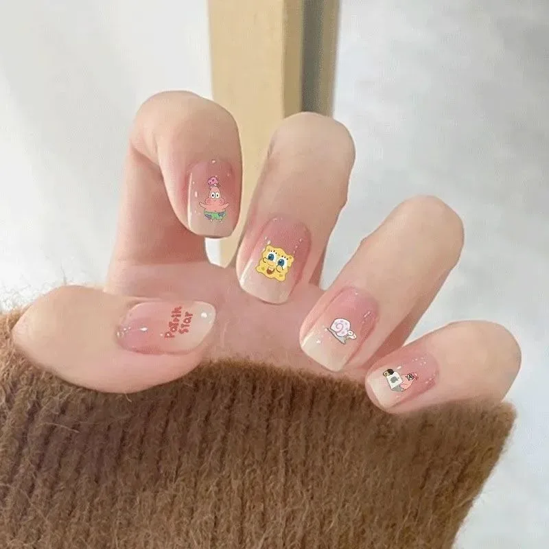 Cartoon Schattige Spongebob Squarepants Patrick Star Stickers Dunne Taaie Zelfklevende Nagelstickers Waterdichte Nagelstickers Groothandel