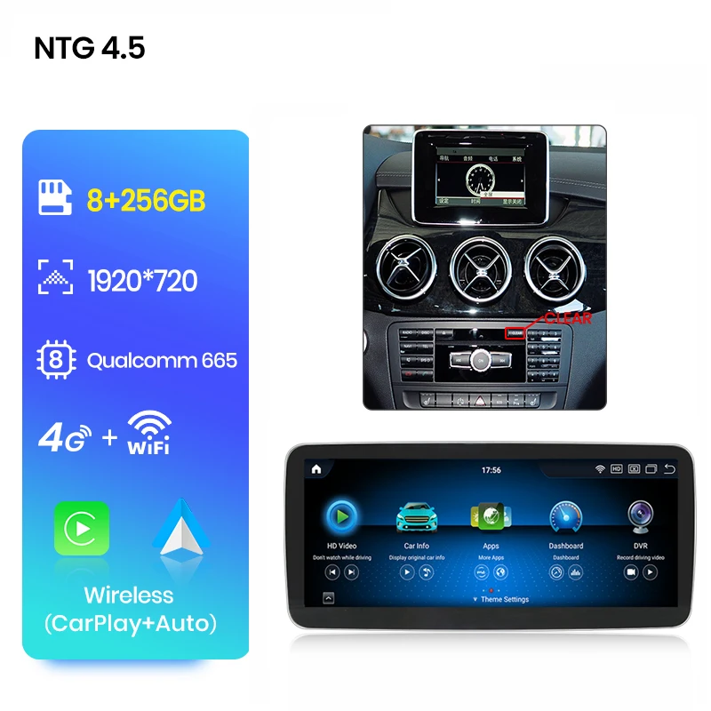 Junsun Qualcomm 665 Draadloze CarPlay Android Auto Radio Voor Mercedes Benz B Klasse W245 W246 2011-2018 GPS Intelligente Systeem
