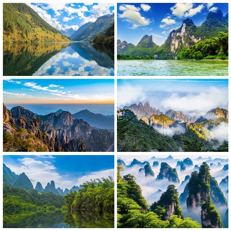 

Natural Scenery Backdrop Mountain and Water Landscape Photography Party Background Baby Portrait Photographic Room Decor Props