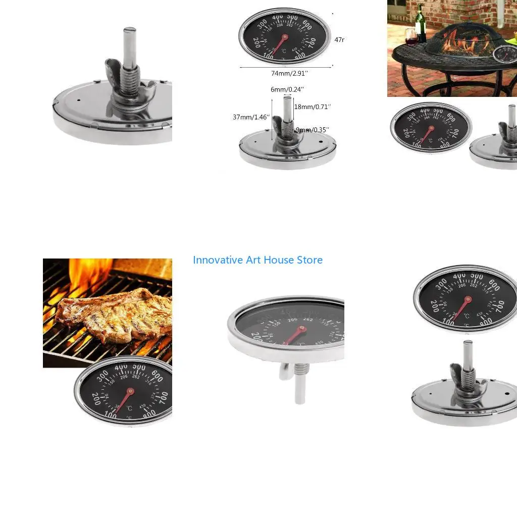 E1PC Professional Oval BBQ Thermometer with for Butterfly Mother for Charcoal Grill