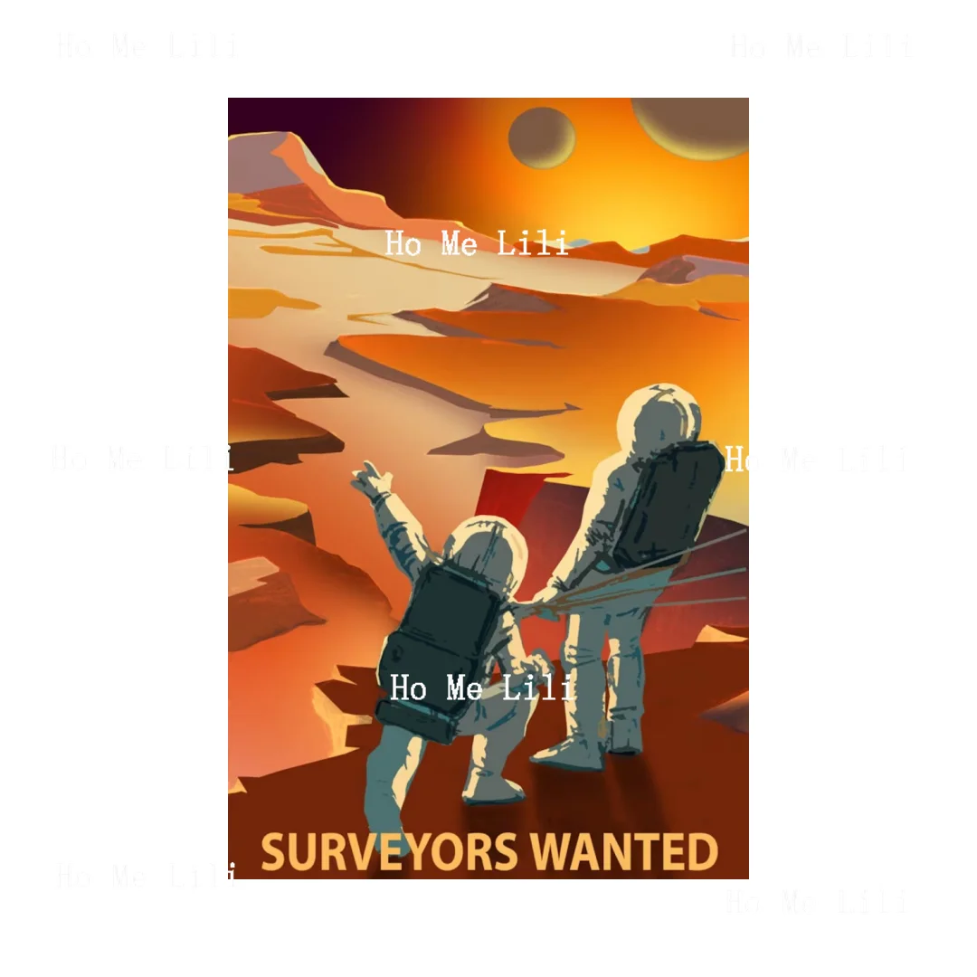 Astronaut Surveyors Wanted Spaceship Travel Sci-Fi Vintage Poster Vintage Metal Bathroom Sign