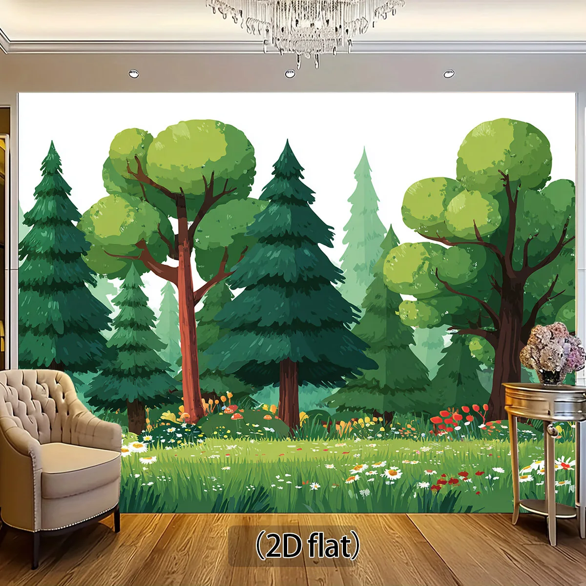 Vibrant Forest Mural Tapestry Green Woodland Nature Wall Hanging Art Print for Living Room Nursery Bathroom Decor Waterproof Can