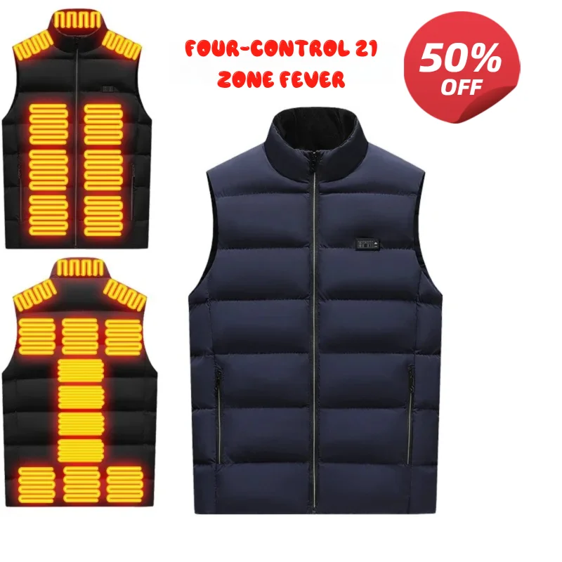 Intelligent Heating Vest with Temperature Control - Electrically Heated Sleeveless Jacket for Men and Women, Suitable for Winter