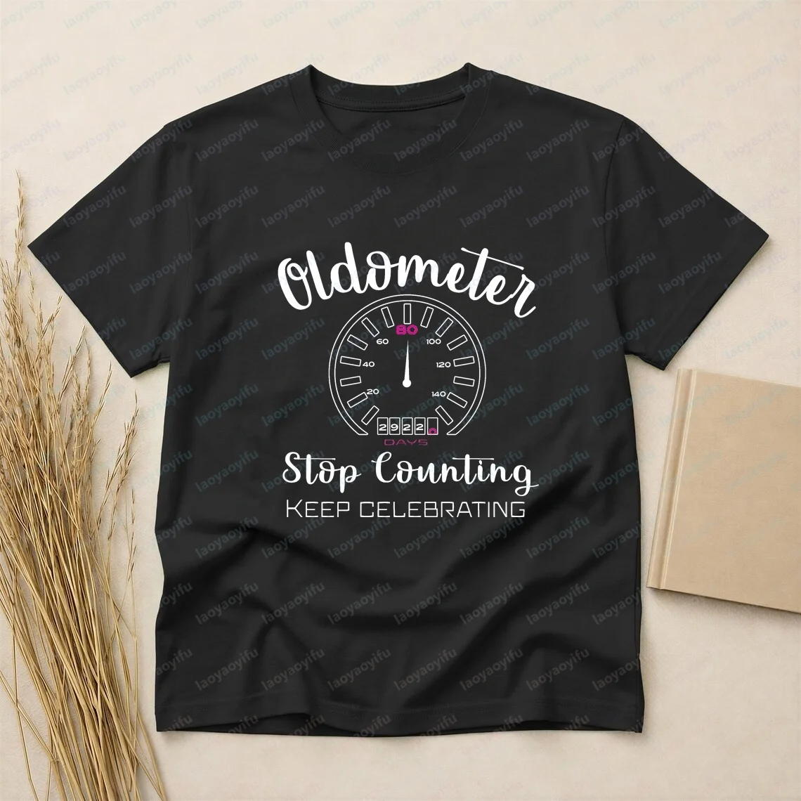 Top Funny Oldometer 80th Birthday Gift Design Mens T-shirts and Tank Tops Oversized Men's Shirt