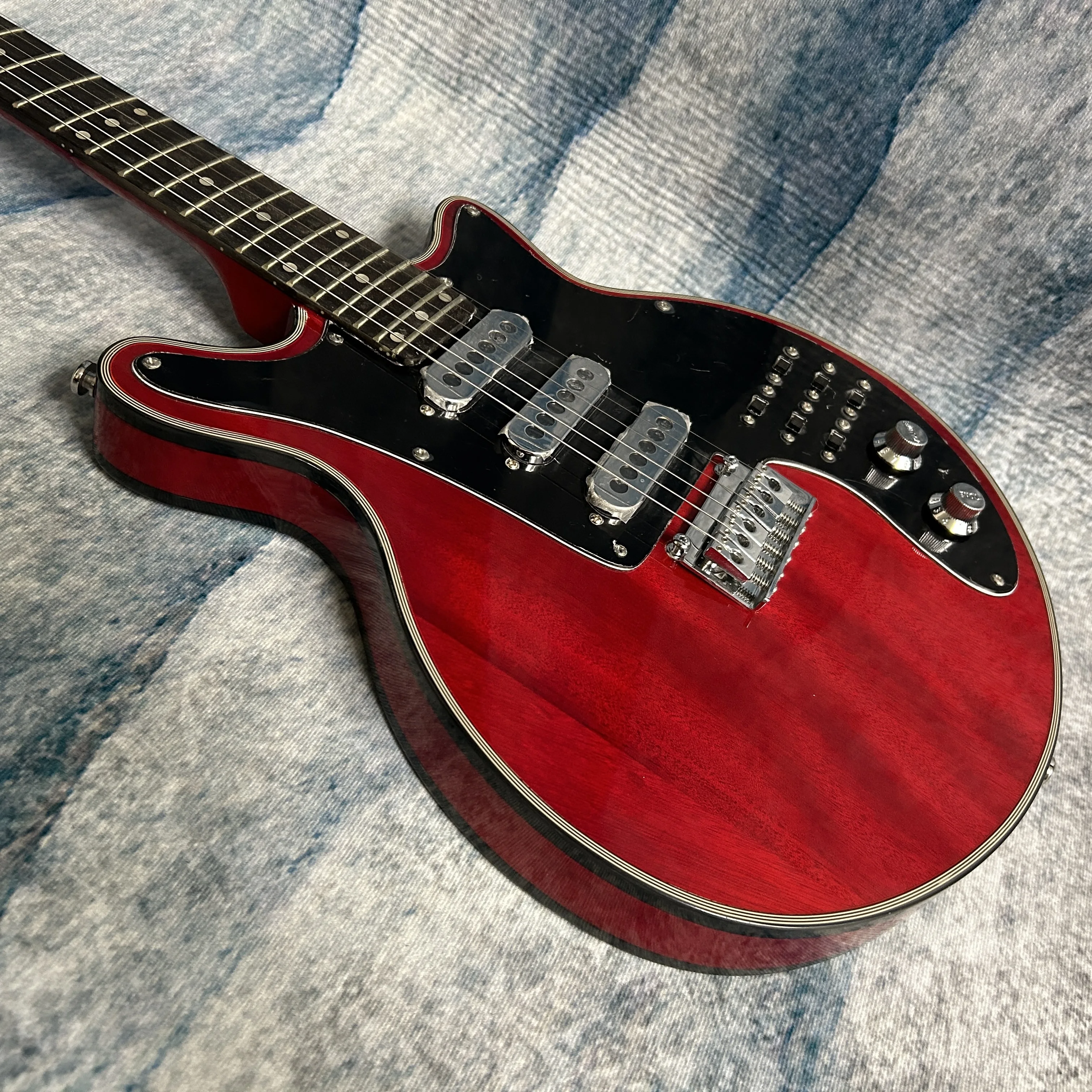 Brian May Electric Guitar, Mahogany Body, Rosewood Fingerboard, Red Color, 3 Burns Pickups, High Quality