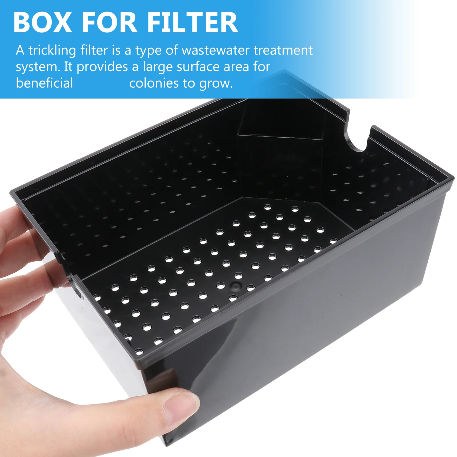 

2Pcs Fish Tank Filter Box Black Aquarium Drip Trickle Filter Case Oxygen Supply Anti Overflow Pores Distributed