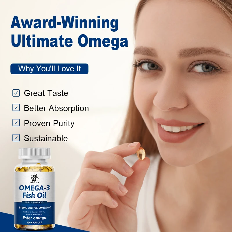 Advanced Absorption Omega 3 Fish Oil Capsules Rich DHA and EPA + D3& K2 , Boost Brain & Memory, Support Immune & Bone, Vegan