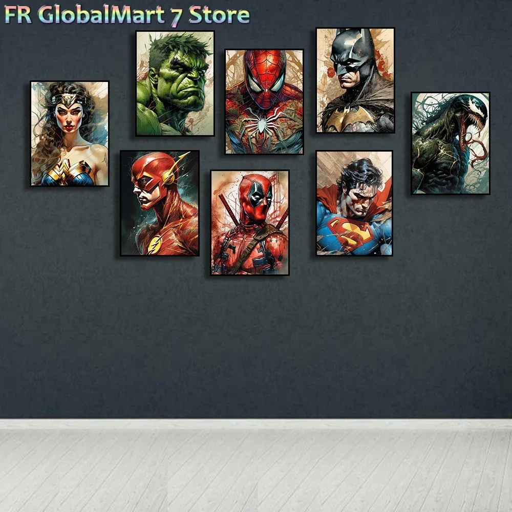 Diamond Painting Marvel Movie Art Poster Spider Man Iron Man Deadpool Diamond Painting Classic Anime Character Mural Home Wall