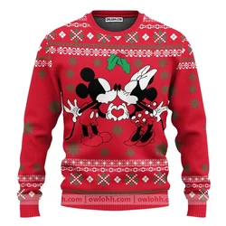 2024 New Mickey Mouse and Minnie Mouse Ugly Christmas Party Hoodies Pullovers for Men and Women