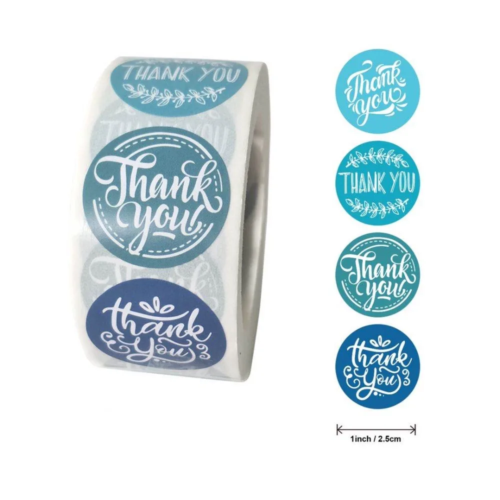 50-500pcs Round Thank You For Your Order Sticker Thanks For Shopping Small Shop Local Handmade Sticker Blue Pink Labels Sticker