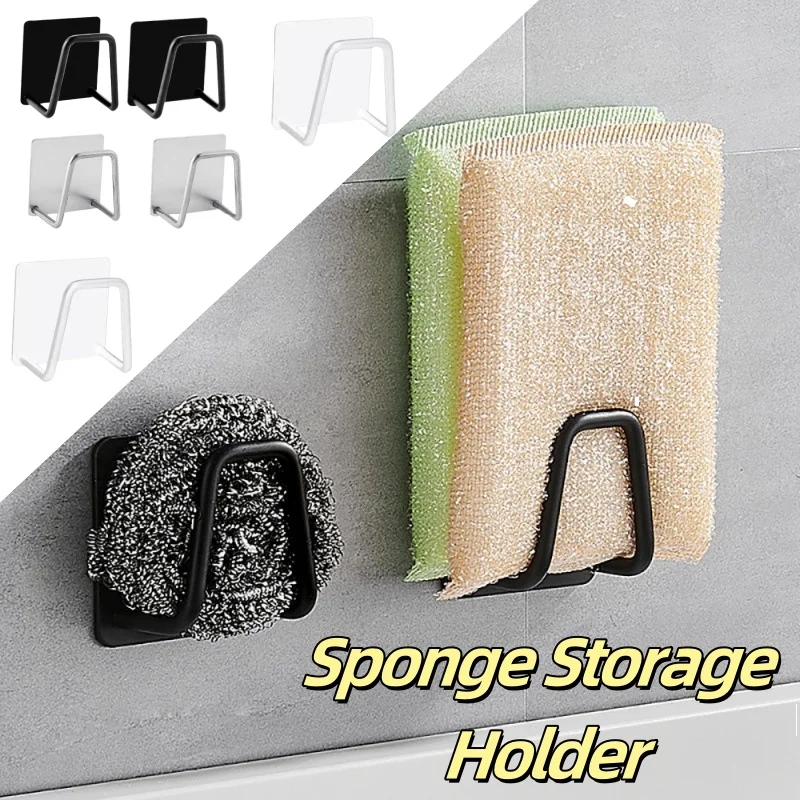 

Kitchen Sink Sponges Holder Self Adhesive Drain Drying Rack Bathroom Basin Rack Storage Hooks Kitchen Wall Hooks Accessories1pcs