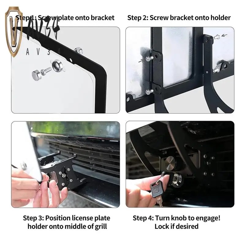 

AV34-License Plate Holder For Tesla Model 3/Y 2017-2023 With Anti-Theft Features Front License Plate Bracket Mounting Kit Replac