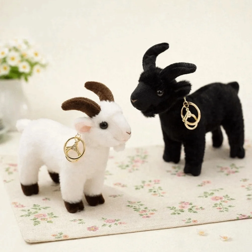 Cute Soft Standing Goat Keychain Fluffy Goat Pendant Mini Versatile Animal Bag Charm For Backpack Key Decorations