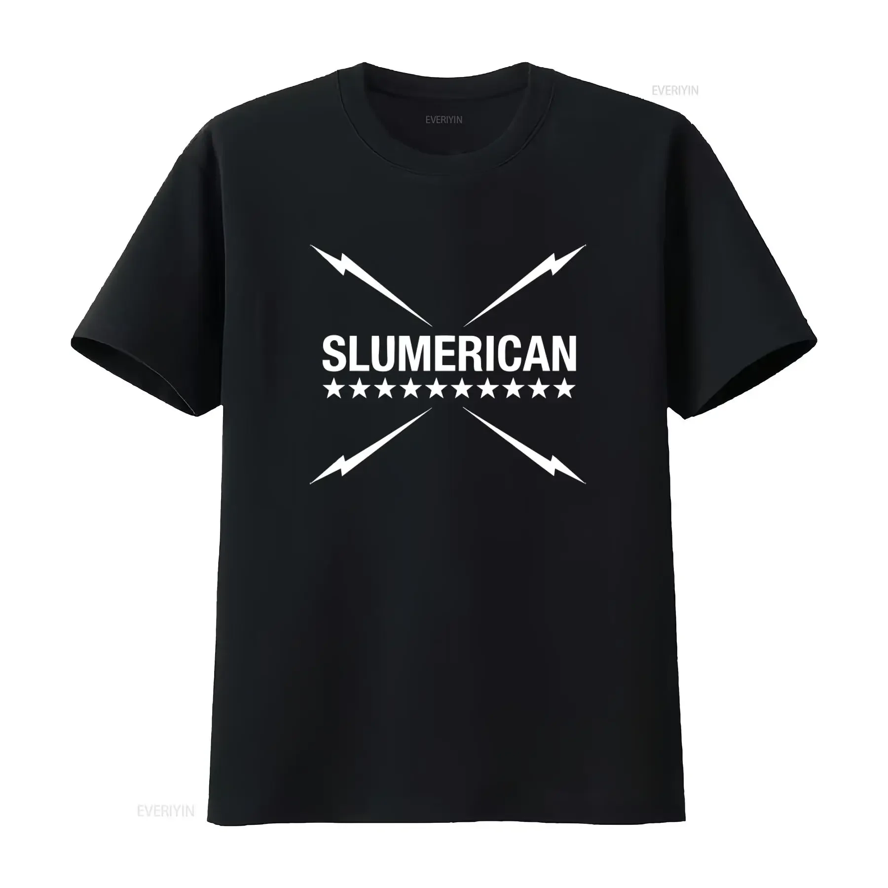 

Yellawolf Slumerican Merch X Crewneck T Shirt Stylish Black with Bold White Print and Star Design vintage Washed Comfortable