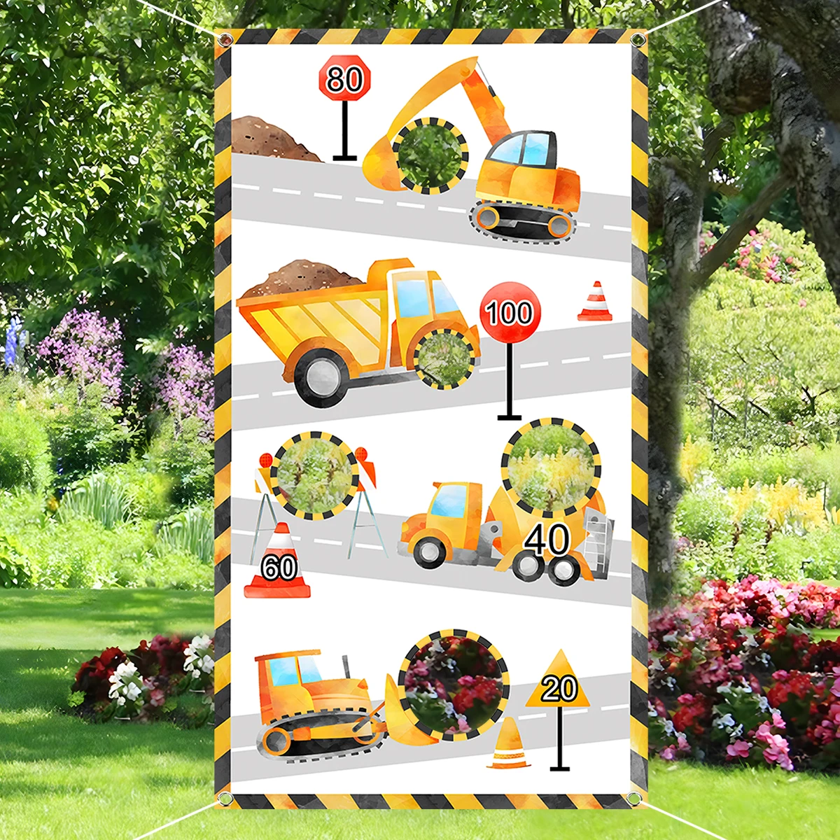 Engineering Vehicle Party Sandbag Game Flag Happy Birthday Party Decor Kids Baby Shower Construction Birthday Party Supplies