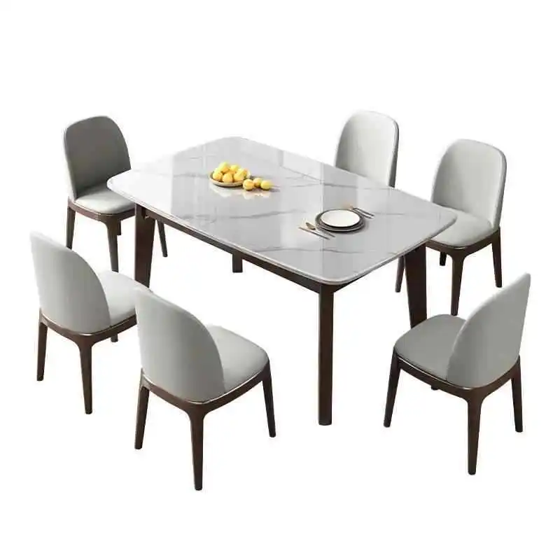 

Black walnut, slate, dining table and chairs, combination, modern, minimalist, living room, home, rectangular