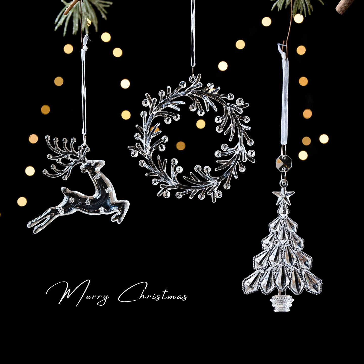 

Christmas Crystal Ornaments Snowflake Christmas Tree Transparent Hanging Pendant Merry Christmas Party Decoration New Year 2026