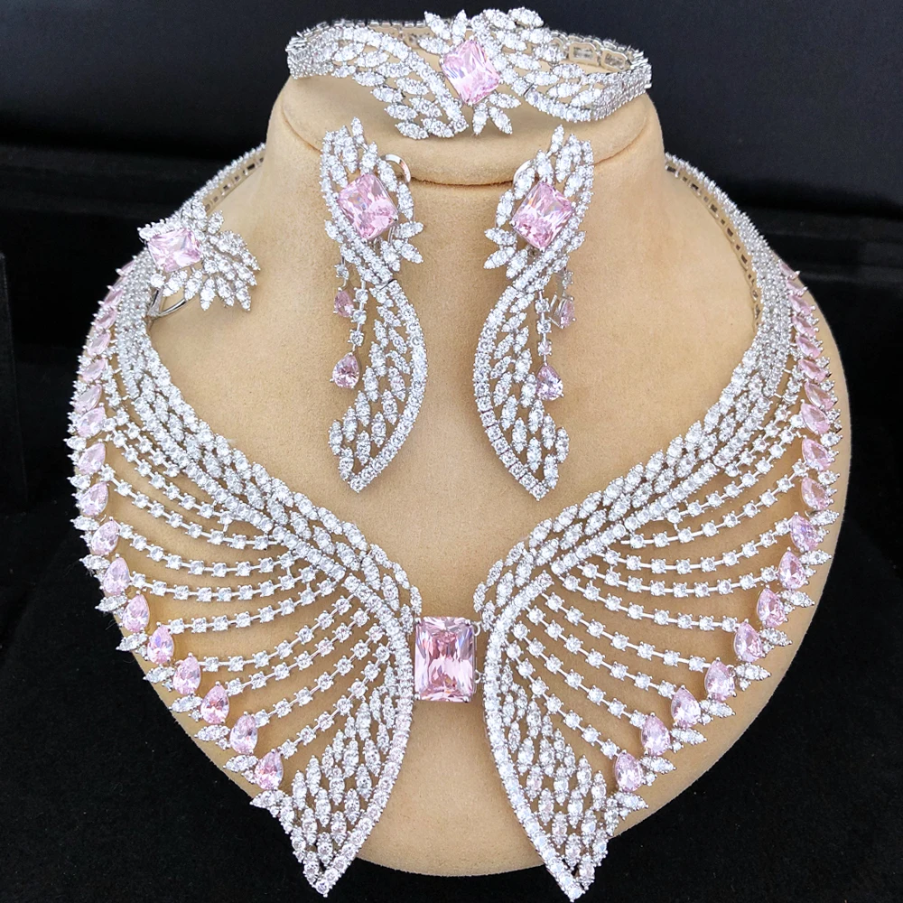 GODKI New Trendy 4PCS Luxury Waterdrop Indian Jewelry Sets For Women Wedding Party Indian Dubai Bridal jewelry Sets