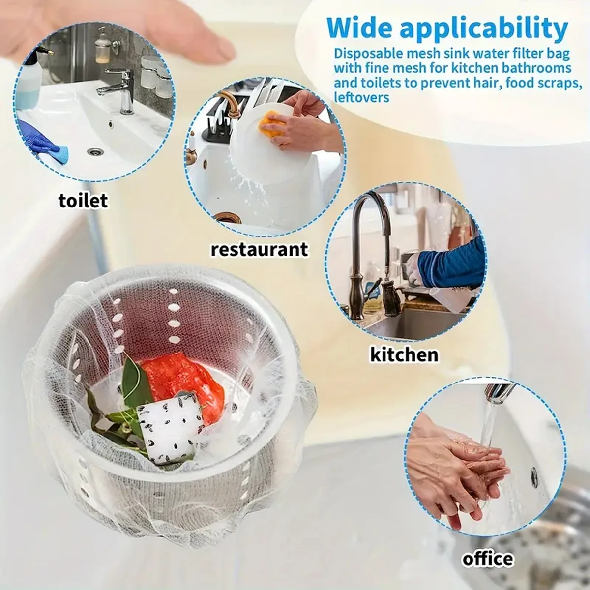 Disposable Mesh Water Tank Filter Bags Kitchen Water Tank Filter Bags Kitchen Water Tank Drainage Filters Expandable Non Cloggin