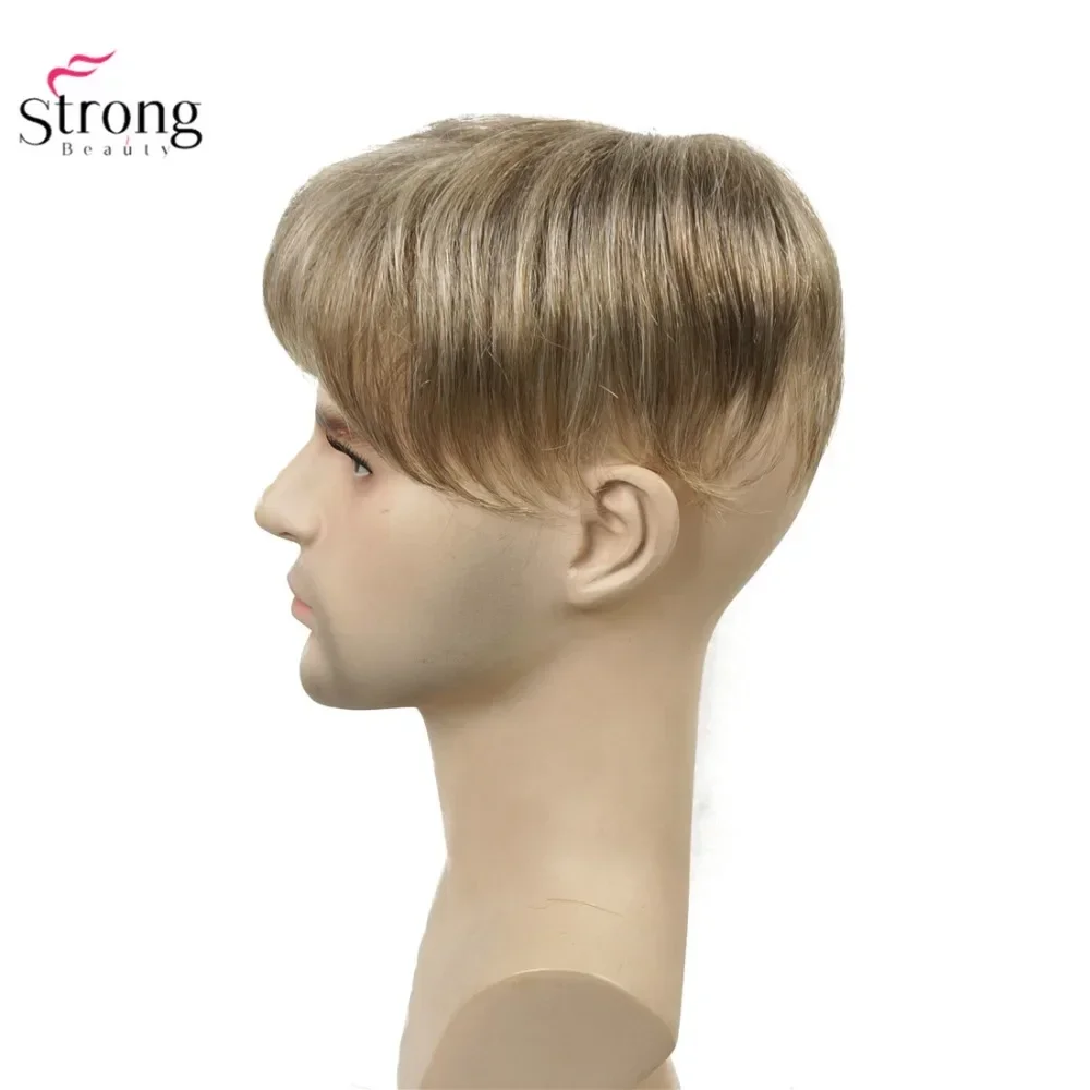 StrongBeauty peruka mężczyźni peruka krótkie proste włosy fo męska Toupees Hairpiece