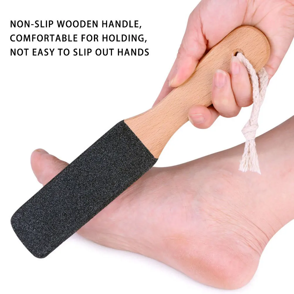 

3 шт. двухсторонний рашпиль для ног для удаления мозолей премиум-класса, деревянная ручка из карбида кремния, пилка для педикюра, практичный инструмент для ухода за кожей ног