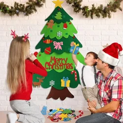 DIYフェルトクリスマスツリー、装飾品、幼児、子供、新年のためのクリスマスギフト、手作りのドア、壁掛けの装飾、32個