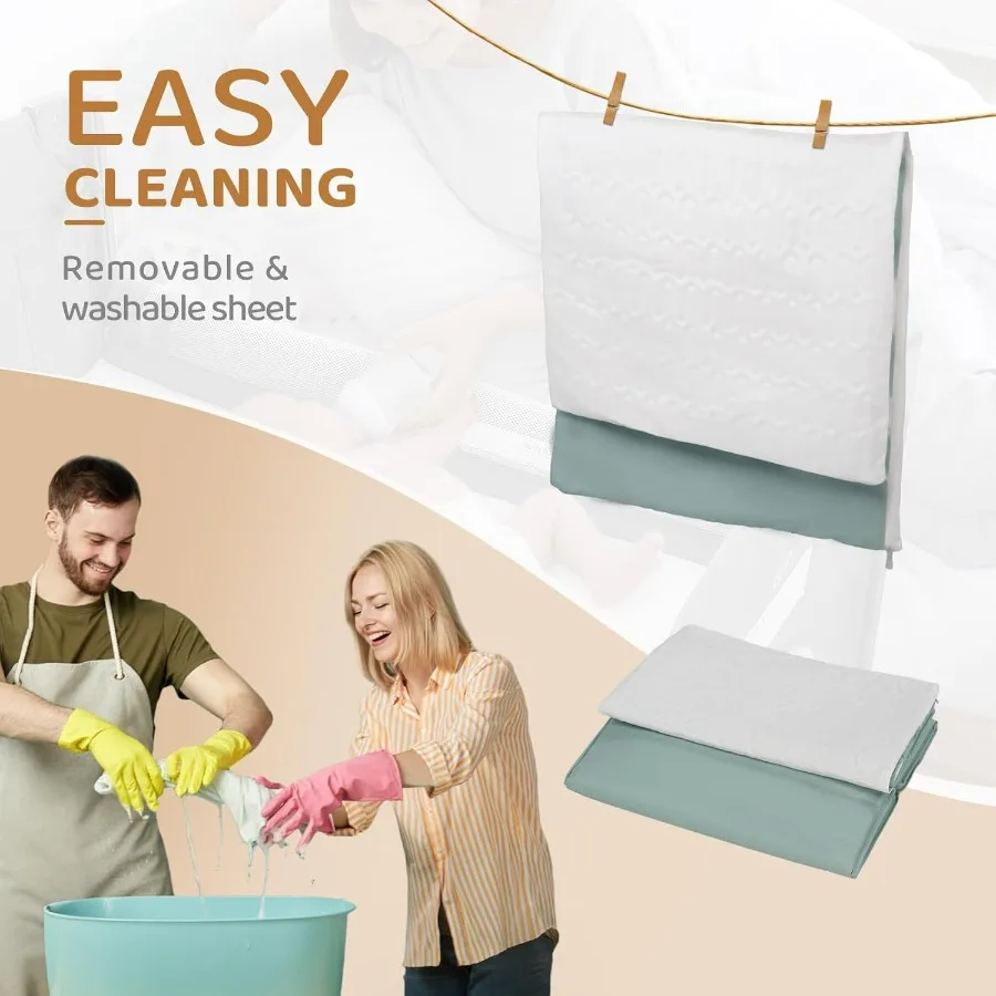 3 في 1 سرير أطفال بجانب السرير مع مرتبة وورقة تحويل إلى روضة أطفال قابلة للطي للسفر مع #6